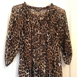 EXPRESS- Sheer leopard print top!  Sz Large.  EUC.